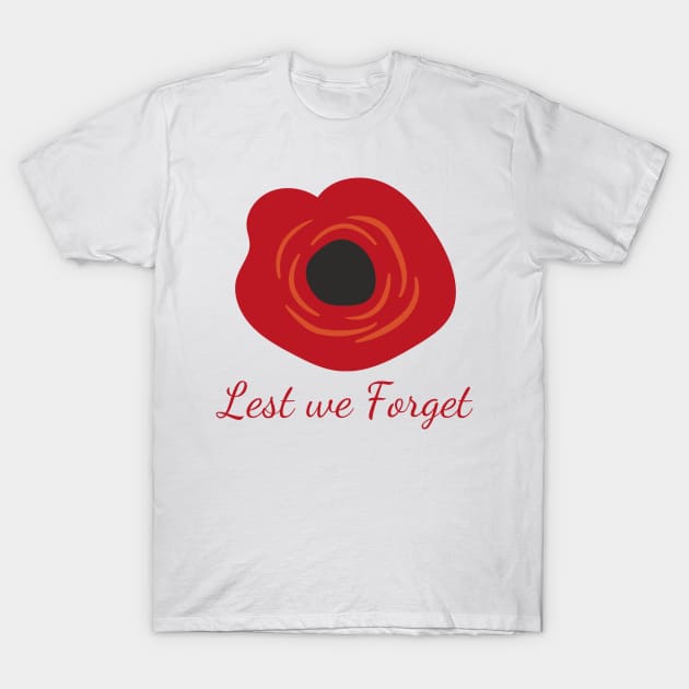 Lest we Forget. T-Shirt by That Cheeky Tee